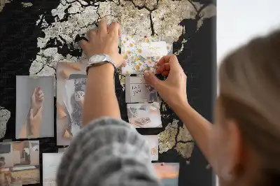 World Map Printed Cork Memo Board