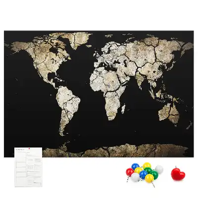 World Map Printed Cork Memo Board