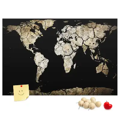 World Map Printed Cork Memo Board
