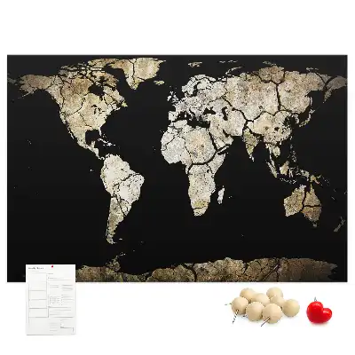 World Map Printed Cork Memo Board