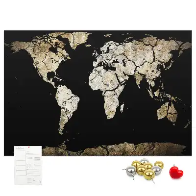 World Map Printed Cork Memo Board