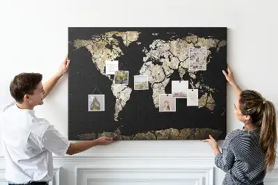 World Map Printed Cork Memo Board