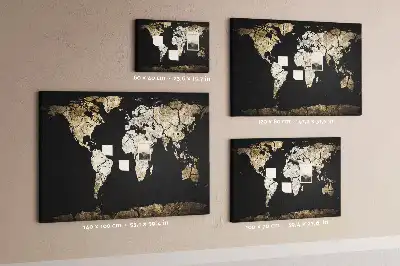 World Map Printed Cork Memo Board