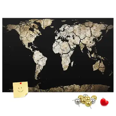 World Map Printed Cork Memo Board