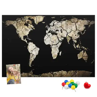 World Map Printed Cork Memo Board