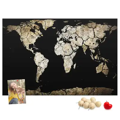 World Map Printed Cork Memo Board