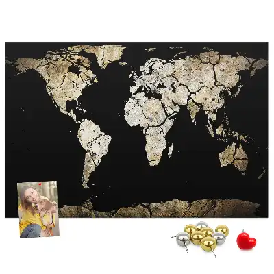 World Map Printed Cork Memo Board
