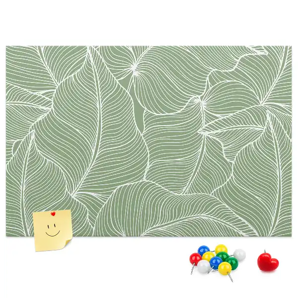 Cork memo board with nature leaves pattern