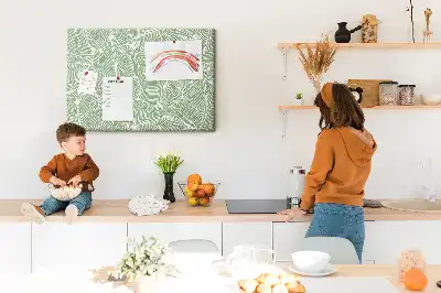 Cork memo board with nature leaves pattern