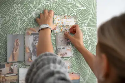 Cork memo board with nature leaves pattern