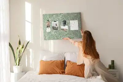 Cork memo board with nature leaves pattern