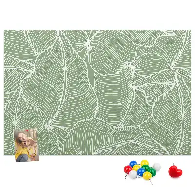 Cork memo board with nature leaves pattern