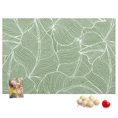 Cork memo board with nature leaves pattern