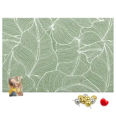 Cork memo board with nature leaves pattern