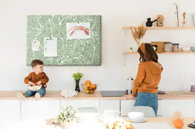 Cork memo board with nature leaves pattern