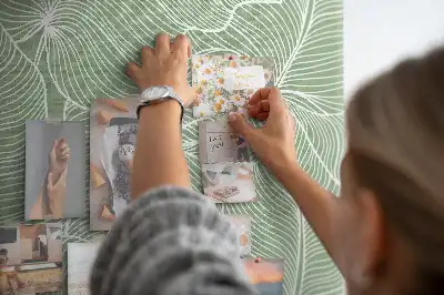Cork memo board with nature leaves pattern