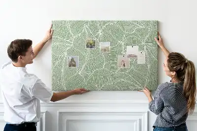 Cork memo board with nature leaves pattern