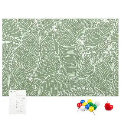 Cork memo board with nature leaves pattern