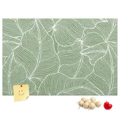 Cork memo board with nature leaves pattern