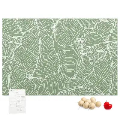 Cork memo board with nature leaves pattern