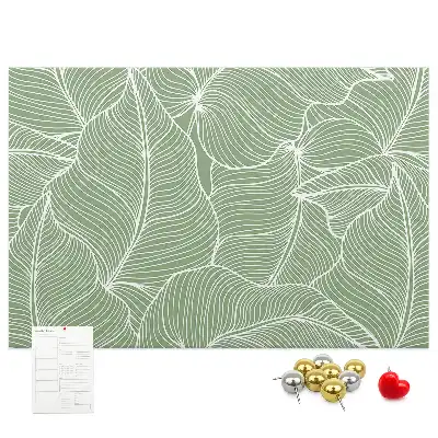 Cork memo board with nature leaves pattern