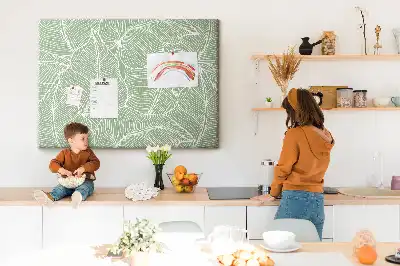 Cork memo board with nature leaves pattern