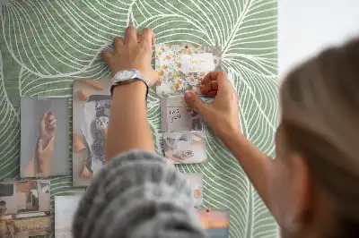 Cork memo board with nature leaves pattern