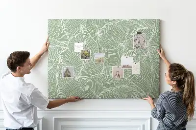 Cork memo board with nature leaves pattern