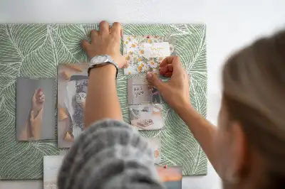 Cork memo board with nature leaves pattern