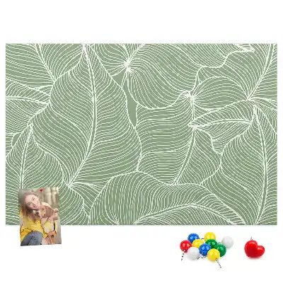 Cork memo board with nature leaves pattern