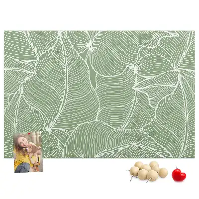 Cork memo board with nature leaves pattern