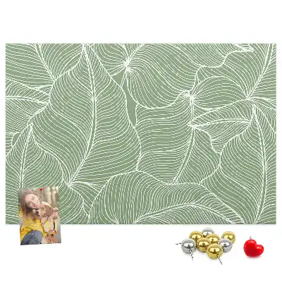 Cork memo board with nature leaves pattern