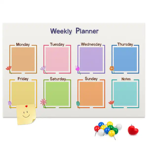 Weekly planner cork memo board