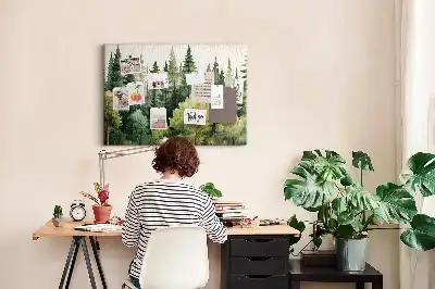 Forest landscape cork memo board