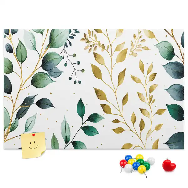 Printed Cork Board with Plants Leaves Pattern