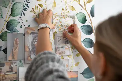 Printed Cork Board with Plants Leaves Pattern