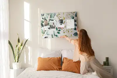 Printed Cork Board with Plants Leaves Pattern
