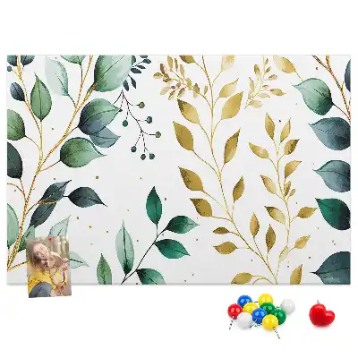 Printed Cork Board with Plants Leaves Pattern