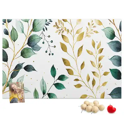 Printed Cork Board with Plants Leaves Pattern