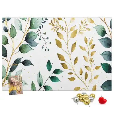 Printed Cork Board with Plants Leaves Pattern