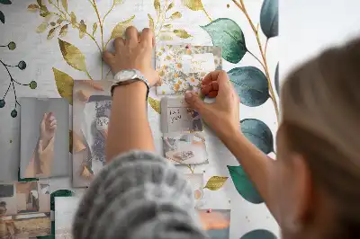 Printed Cork Board with Plants Leaves Pattern