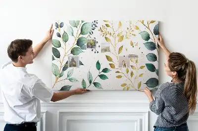 Printed Cork Board with Plants Leaves Pattern