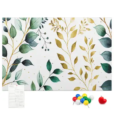 Printed Cork Board with Plants Leaves Pattern