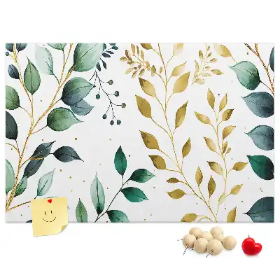 Printed Cork Board with Plants Leaves Pattern