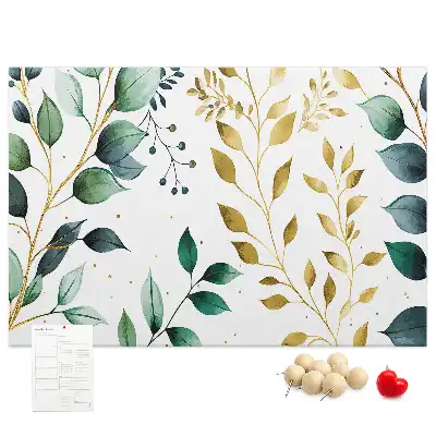 Printed Cork Board with Plants Leaves Pattern