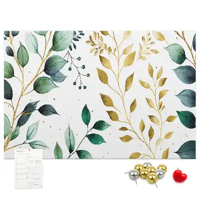 Printed Cork Board with Plants Leaves Pattern