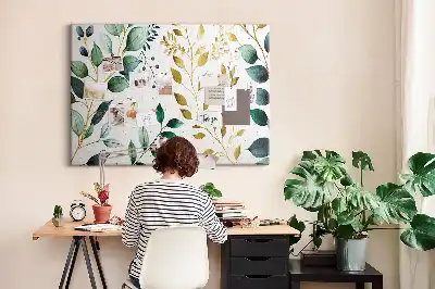 Printed Cork Board with Plants Leaves Pattern
