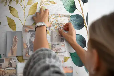 Printed Cork Board with Plants Leaves Pattern