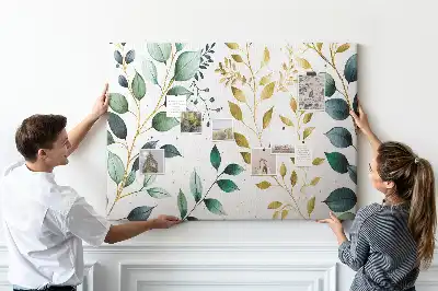 Printed Cork Board with Plants Leaves Pattern