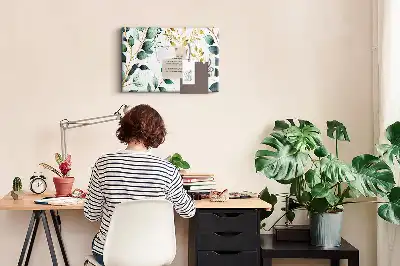 Printed Cork Board with Plants Leaves Pattern